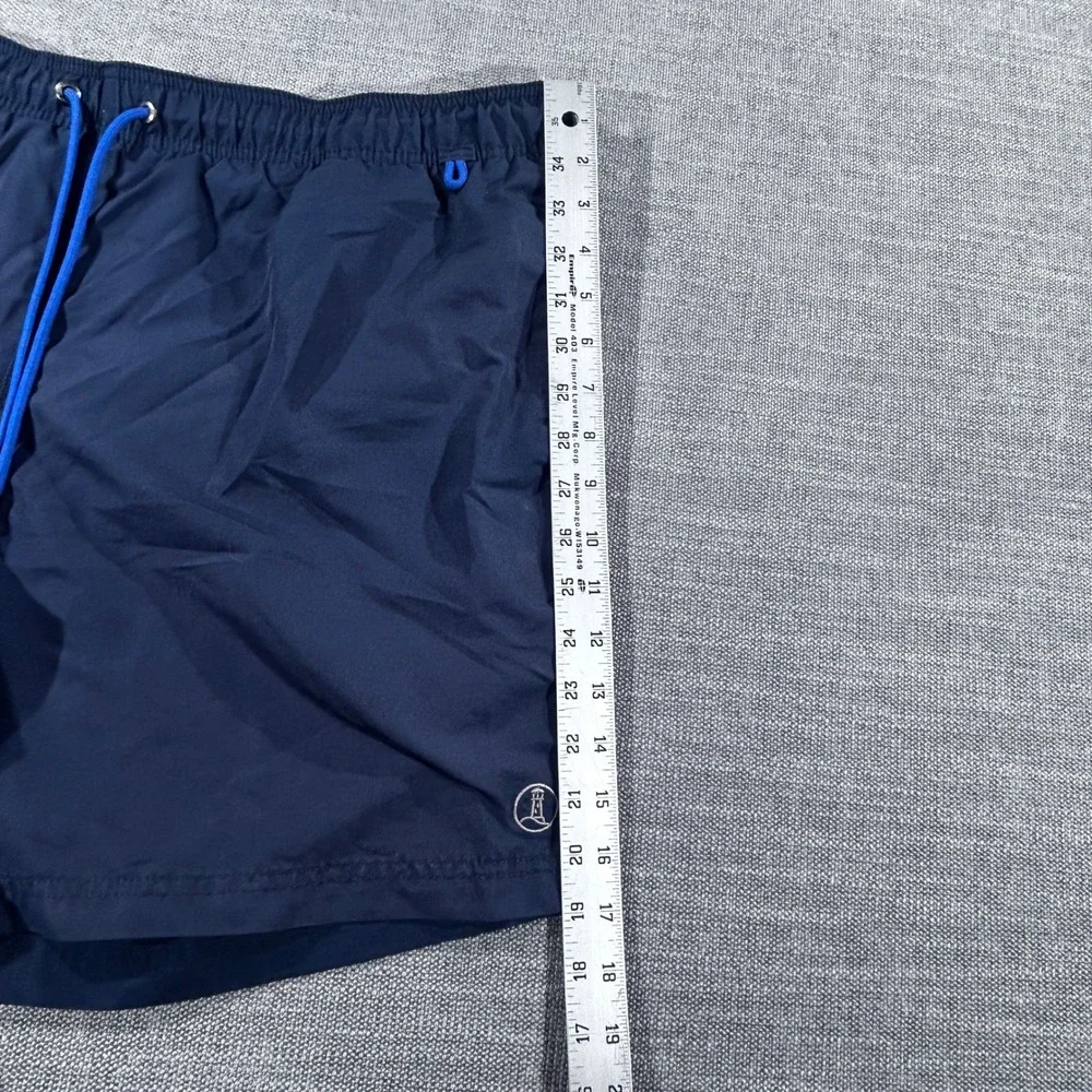 Lands' End Swim Trunks Mens Large 36-38 Navy Blue Excellent Nautical Anchor 1426